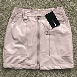 NWT Fashion Nova latex baby pink mini skirt xs